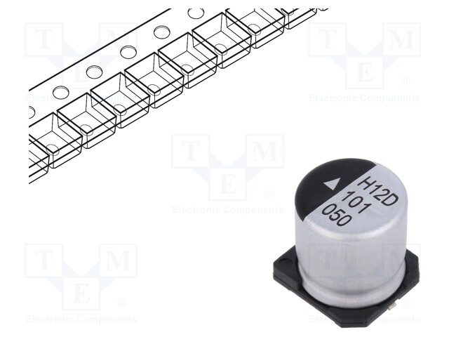 Capacitor: electrolytic; SMD; 100uF; 50VDC; Ø10x10.5mm; 2000h