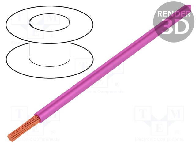Wire; LgY; stranded; Cu; 1.5mm2; pink; PVC; 300/500V; 100m; Class: 5