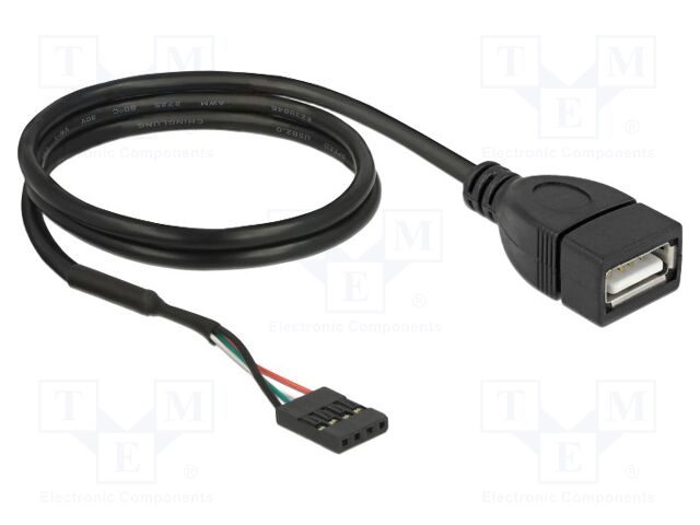 Cable; USB 2.0; USB A socket,4pin pin header; gold-plated; 0.6m
