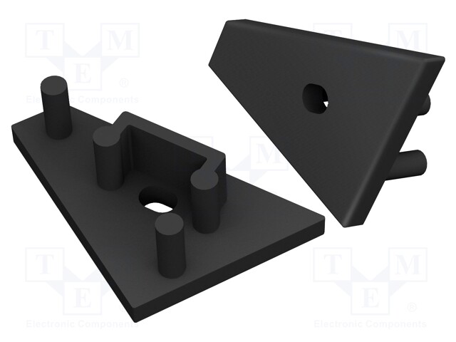 Cap for LED profiles; black; ABS; GEN2,with hole; Pcs: 20