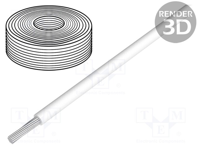Wire; UL1007,UL1569; stranded; Cu; 0.56mm2; 20AWG; white; 30m; PVC