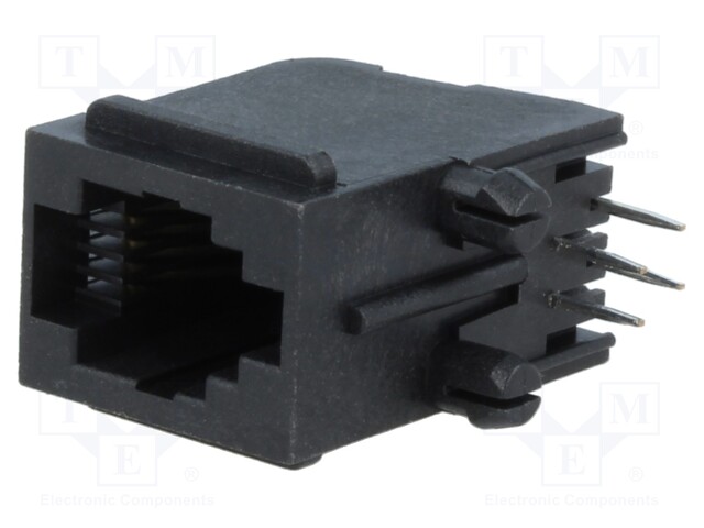 Socket; RJ9; PIN: 4; Cat: 5; Layout: 4p4c; THT; angled
