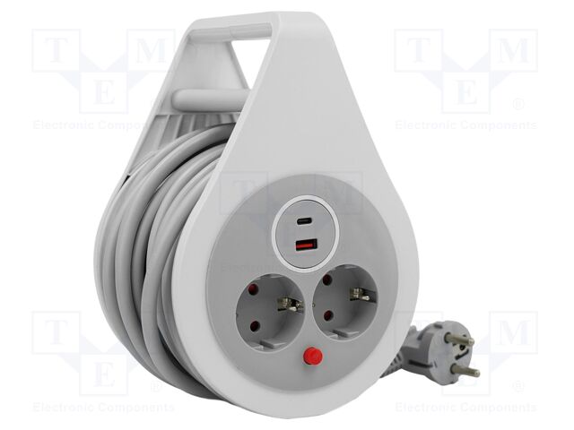 Mains; 3x1.5mm2; Schuko; Sockets: 4; PVC; white; 10m; 13A