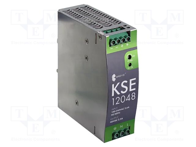 Power supply: switched-mode; for DIN rail; 120W; 48VDC; 2.5A; IP20