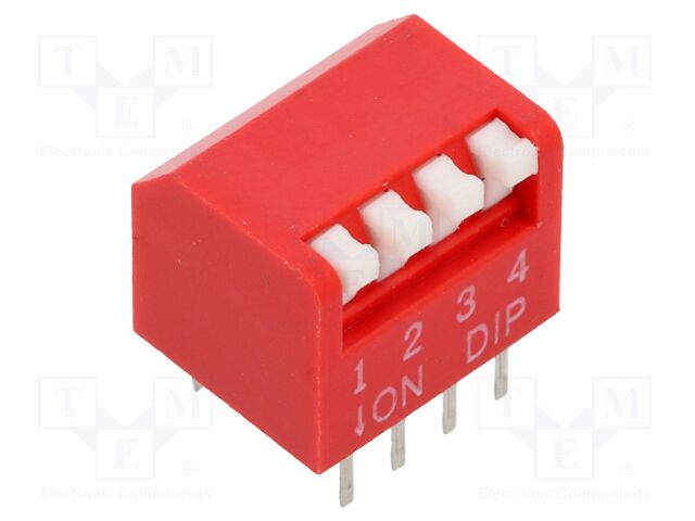 Switch: DIP-SWITCH; Poles number: 4; OFF-ON; 0.025A/24VDC; Pos: 2/4