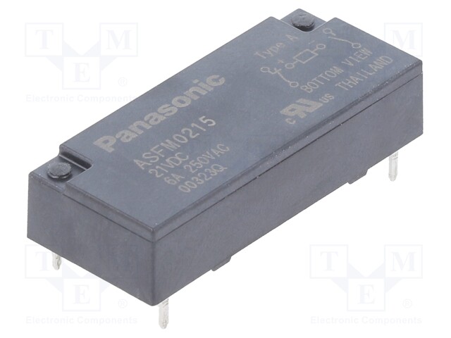 Relay: miniature; NC + NO; Ucoil: 21VDC; 4A/250VAC; 4A/30VDC; 6A