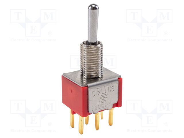 Switch: toggle; Pos: 2; DPDT; ON-ON; 0.02A/20VAC; 0.02A/20VDC; THT