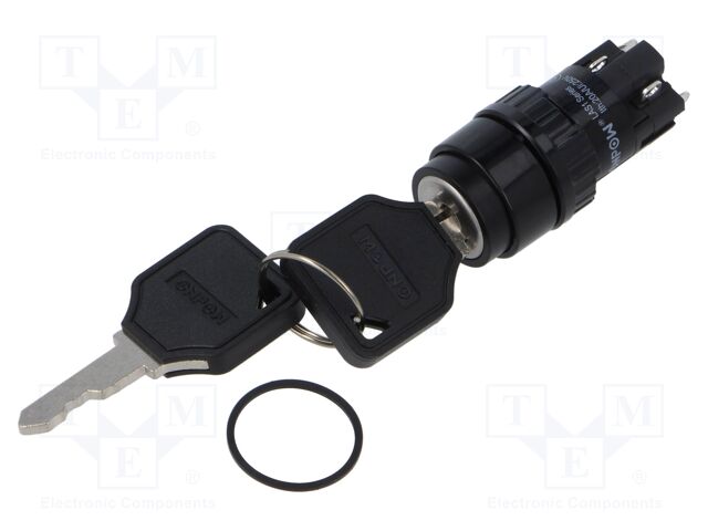 Switch: key switch; Stabl.pos: 2; Switch.method: ON-ON; Ø16mm; PA66