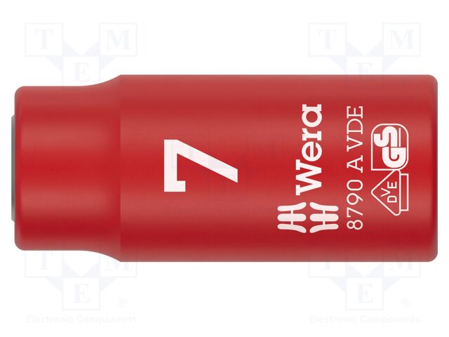 Socket; 6-angles,insulated,socket spanner; HEX 7mm; 1/4"; 1kVAC