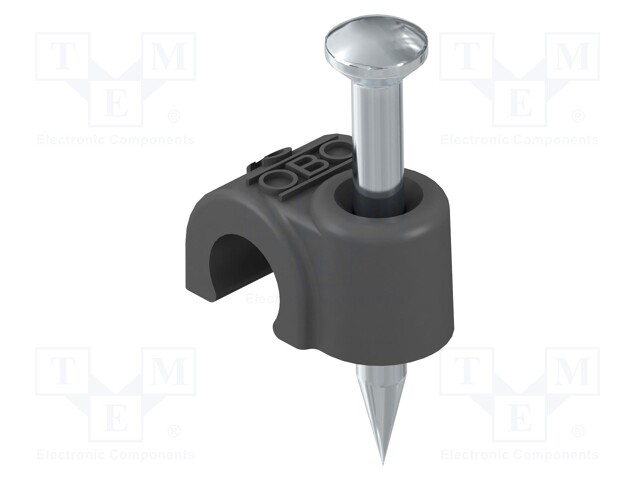 Bracket; black; Cable P-clips; with a nail; 7mm