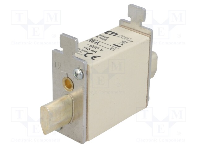 Fuse: fuse; gG; 40A; 500VAC; ceramic,industrial; NH00C; WT-NH