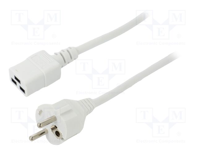 Cable; 3x1.5mm2; CEE 7/7 (E/F) plug,IEC C19 female; PVC; 3m; 16A