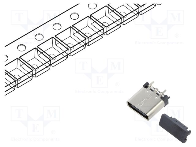 Connector: USB C; socket; SMT; PIN: 24; vertical; top board mount