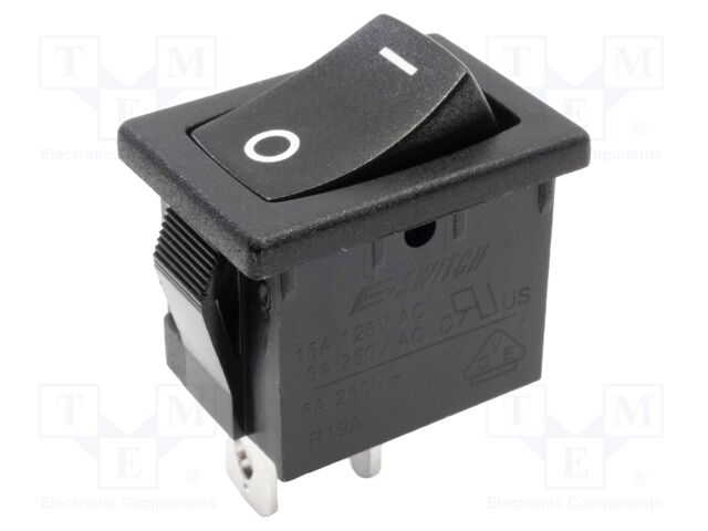 ROCKER SWITCH, SPST, 15A, 125VAC, BLACK