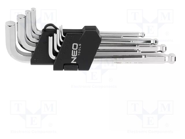 Wrenches set; hex key,spherical; Chrom-vanadium steel; 9pcs.