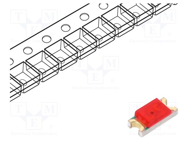 LED; red; SMD; 1206; 25mcd; 150°; 20mA; 632nm; Lens: diffused