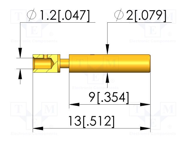 Test plug; L: 13mm; test needles; Dim: Ø1.2x13mm; plug