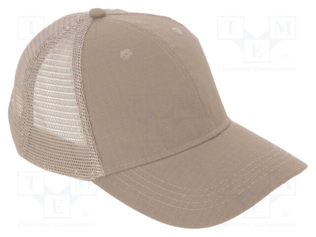 Baseball cap; adjustable,with net; beige; cotton,polyester