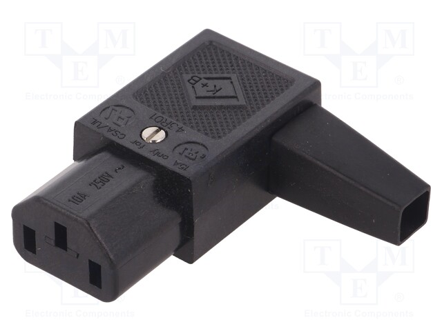 Connector: AC supply; plug; female; 10A; 250VAC; IEC 60320; C13 (F)