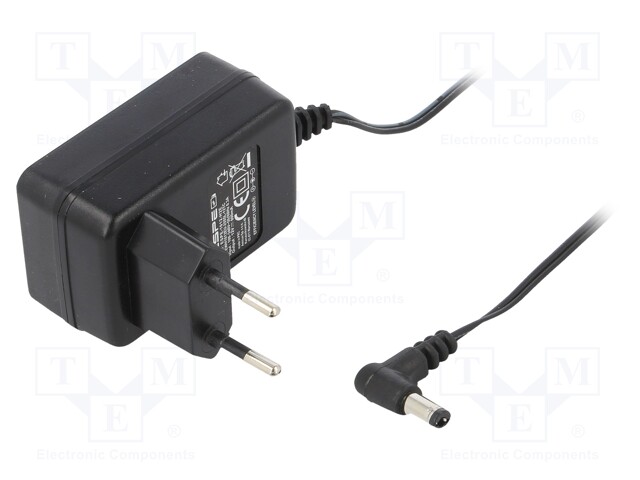 Power supply: switched-mode; 12VDC; 0.8A; Out: 5,5/2,1; 9.6W; 1.45m