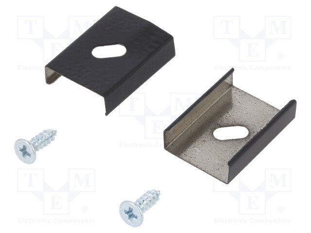 Flexible mounting plate S; black; stainless steel