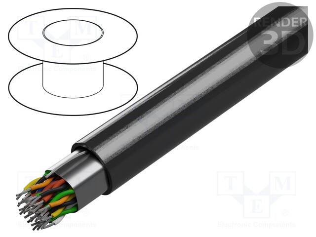 Wire; RS232; 50x2x24AWG; stranded; Cu; Al-PET foil; PVC; chrome; 30m