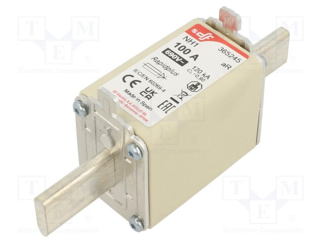 Fuse: fuse; aR; 100A; 690VAC; 550VDC; silver; NH1