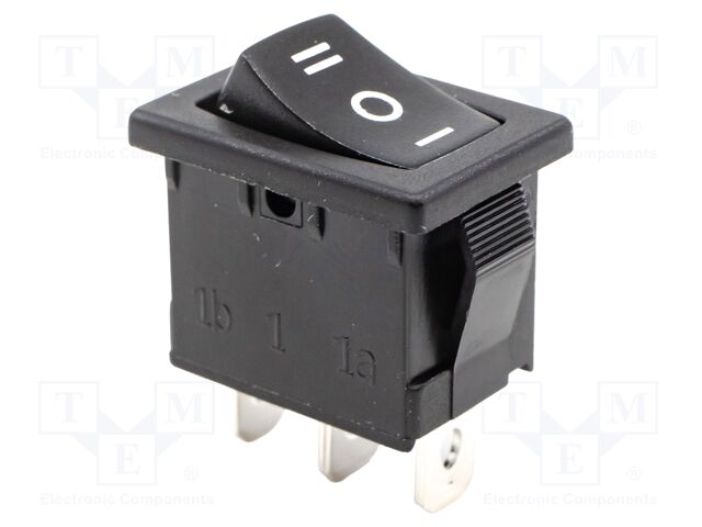 ROCKER; SP3T; Pos: 3; ON-OFF-(ON); 8A/250VAC; black; none; -30÷65°C