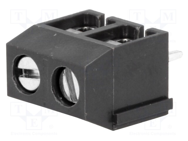 PCB terminal block; angled 90°; 5mm; ways: 2; on PCBs; 1.5mm2; 15A