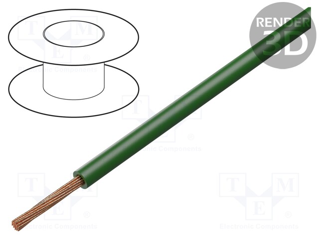 Wire; H05V-K,LgY; stranded; Cu; 2.5mm2; PVC; dark green; 300V,500V