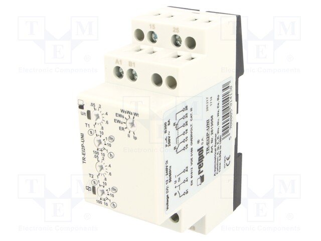 Timer; 0,05s÷100h; DPDT; 250VAC/8A; 12÷240VAC; 12÷240VDC; DIN; IP40