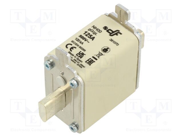 Fuse: fuse; gG; 125A; 500VAC; 250VDC; ceramic,industrial; NH00