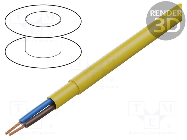 Wire; 2x0,75mm2; unshielded; 300/500V; PUR; Cu; stranded; yellow