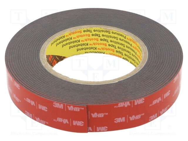 Tape: fixing; W: 25mm; L: 5.5m; Thk: 1.6mm; acrylic; black