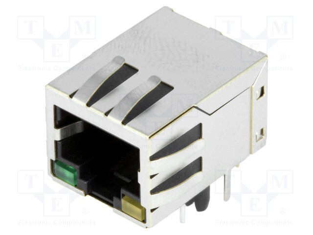 Socket; RJ45; PIN: 8; shielded,with LED; Layout: 8p8c; THT
