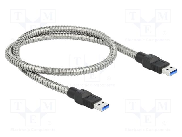 Cable; USB A plug,both sides; 0.5m; silver; 24AWG,28AWG; 5Gbps