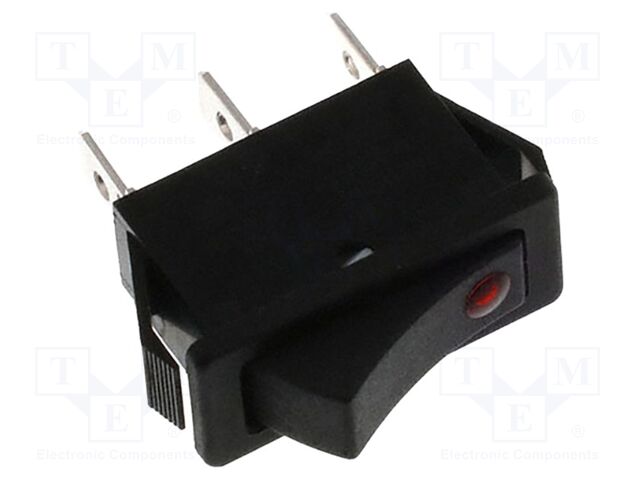 ROCKER; SPST; ON-OFF; 20A/125VAC; black; LED; R4; 30.1x11.1mm