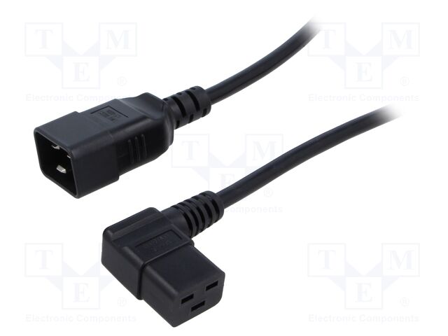 Cable; 3x1.5mm2; IEC C19 female angled,IEC C20 male; PVC; 1.8m