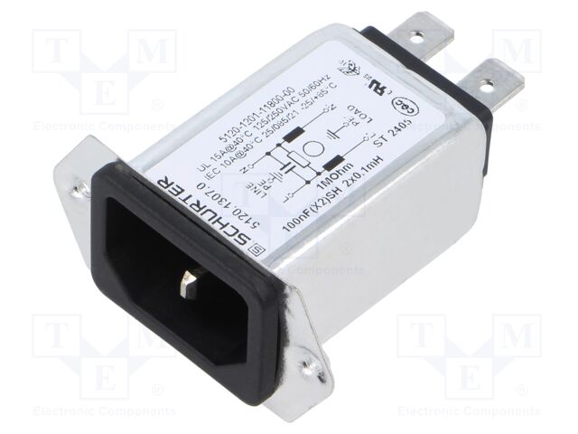 Connector: AC supply; socket; male; 15A; 250VAC; IEC 60320; C14 (E)