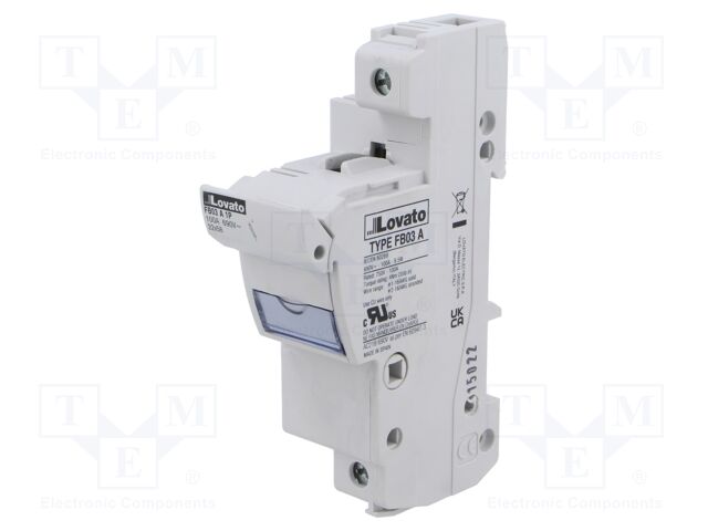 Fuse base; 22x58mm; for DIN rail mounting; 125A; 690VAC; Poles: 1