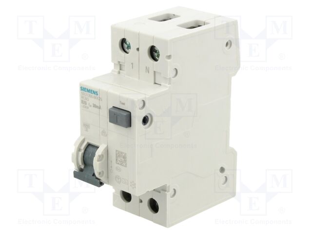 RCBO breaker; Inom: 25A; Ires: 30mA; Poles: 1+N; 230/400VAC; DIN