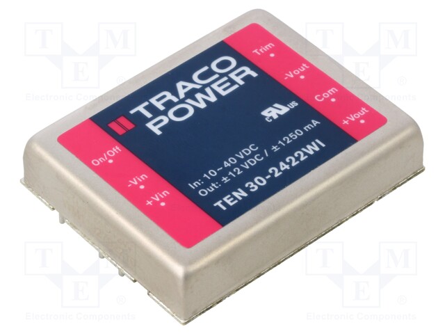 Converter: DC/DC; 30W; Uin: 10÷40V; Uout: 12VDC; Uout2: -12VDC; 48g