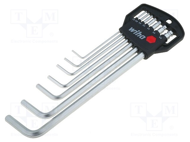 Key set; hexagon keys; Chrom-vanadium steel; Pcs: 7