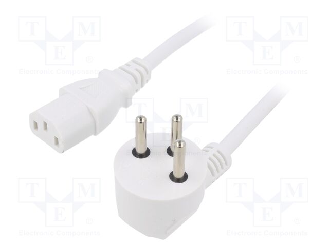 Cable; 3x1mm2; IEC C13 female,IS1-16P (H) plug angled; PVC; 1.8m