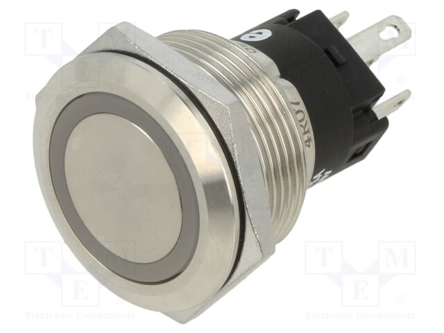 Vandal Resistant Switch, 82 Series, 22 mm, SPDT, Momentary, Round, Natural