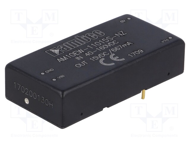 Converter: DC/DC; 10W; Uin: 40÷160V; 15VDC; Iout: 0.667A; 2"x1"; 22g