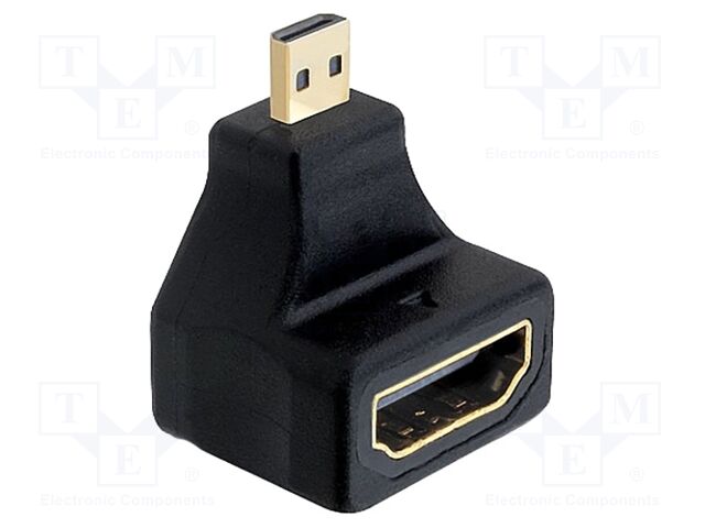 Adapter; HDMI socket 90° up/down,micro HDMI plug; HEC; black