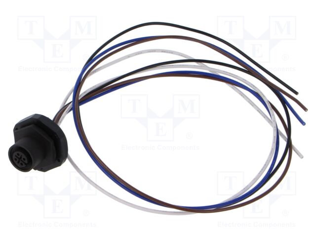 Connector: M12; socket; male; straight; with lead; PIN: 4; 0.34mm2
