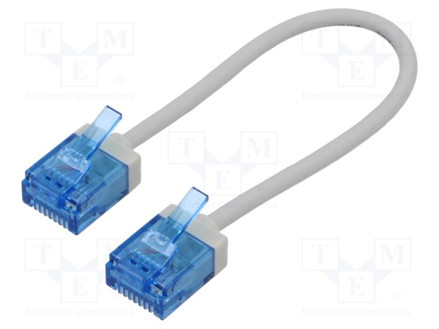 Patch cord; U/UTP; 6a; stranded; Cu; LSZH; grey; 0.15m; 32AWG