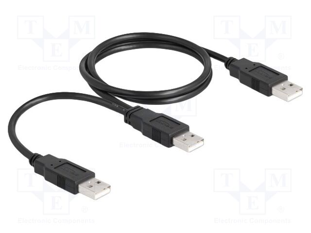 Cable; USB A plug x3; gold-plated; 0.7m; black; 24AWG,28AWG